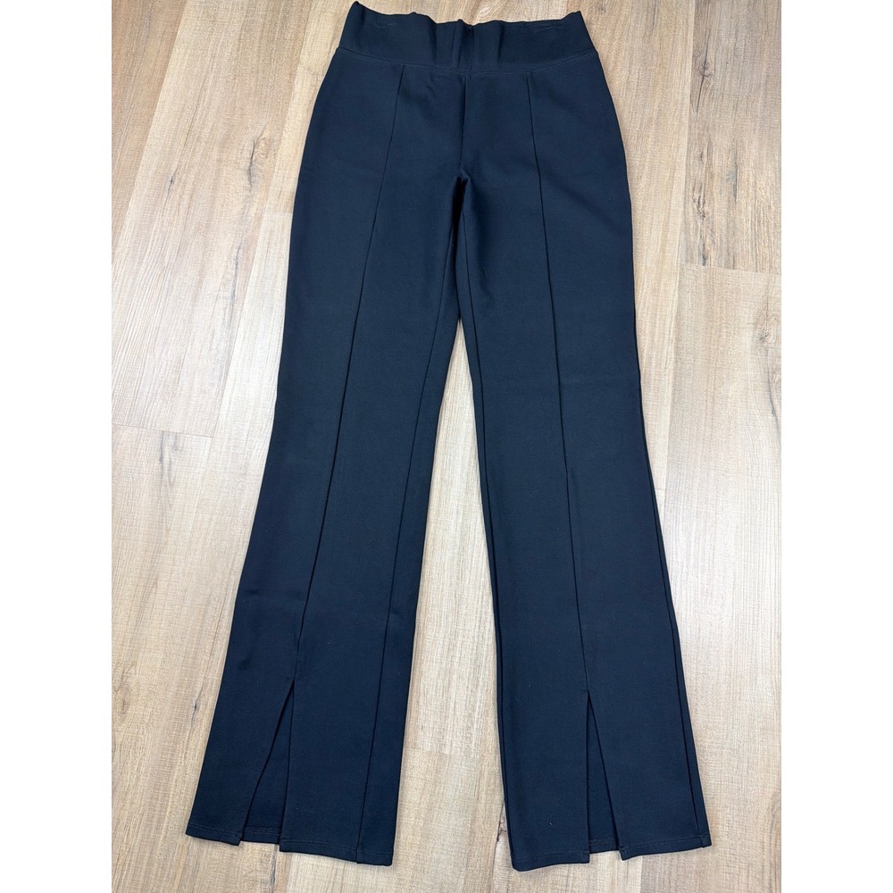 Abercrombie & Fitch Black Pintuck Front Slit Flare Pants Womens Size M High Rise